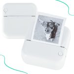Mini thermal label photo printer + USB cable square blue