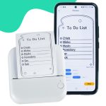 Mini thermal label photo printer + USB cable square blue