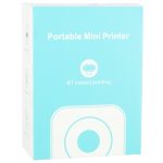 Mini thermal label photo printer + USB cable square blue
