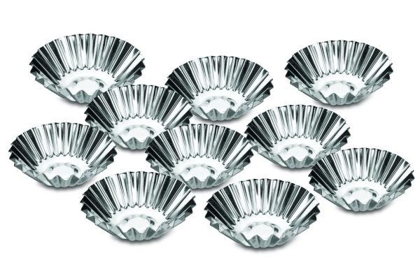 Cupcake moulds 7cm 10 pieces silver