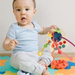 Montessori sensory toy teether blue