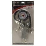 Wheel inflation gun with pressure gauge