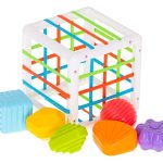 Flexible cube sorter toy plug-in square