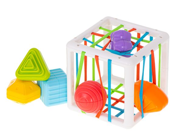 Flexible cube sorter toy plug-in square