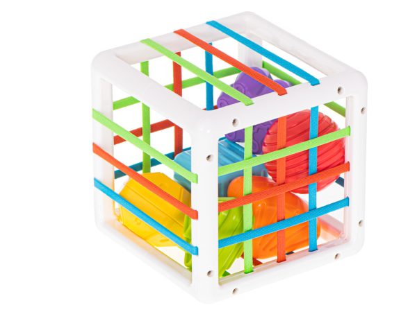 Flexible cube sorter toy plug-in square