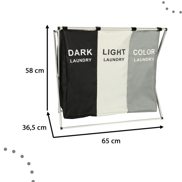 Laundry basket segregation organiser 3 compartments