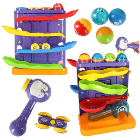 Interactive 3-in-1 ball track ball pusher