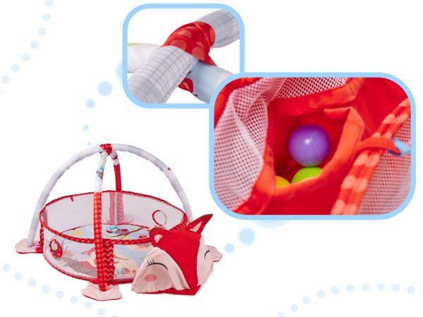 Educational fox playpen mat with balls pendant