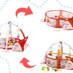 Educational fox playpen mat with balls pendant