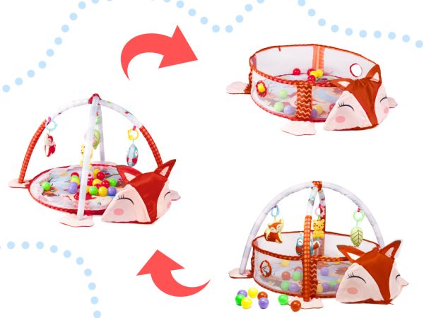 Educational fox playpen mat with balls pendant