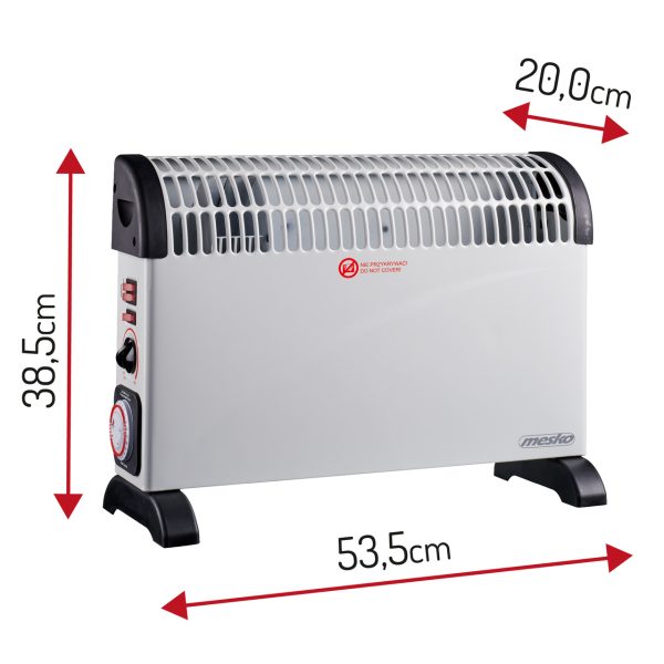 Mesko MS 7741w electric convector heater timer turbo fan thermostat <45dB 2000W