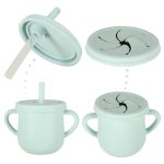 Children's silicone utensils crab set green