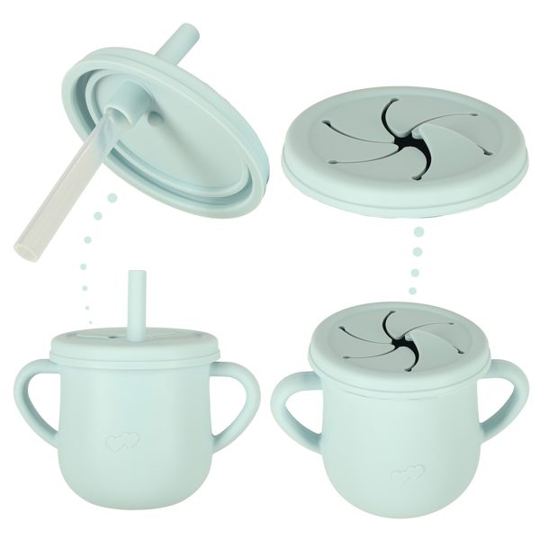 Children's silicone utensils crab set green