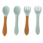 Children's silicone utensils crab set green
