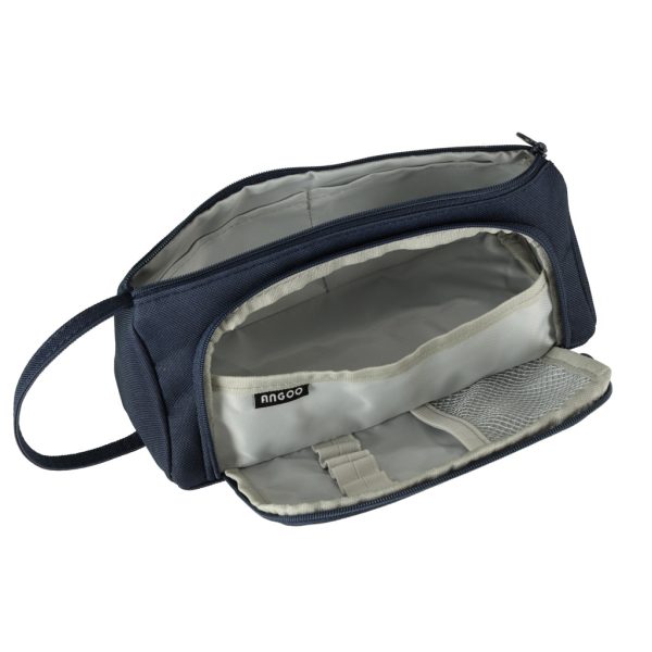 School pencil case double sachet vanity case navy blue