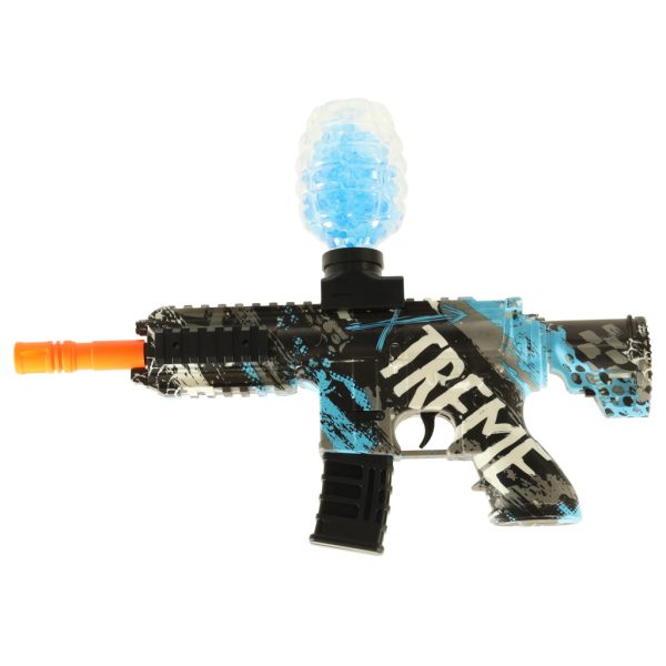 Water rifle blue gel ball gun USB battery powered 550pcs. 7-8mm