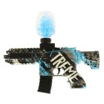 Water rifle blue gel ball gun USB battery powered 550pcs. 7-8mm