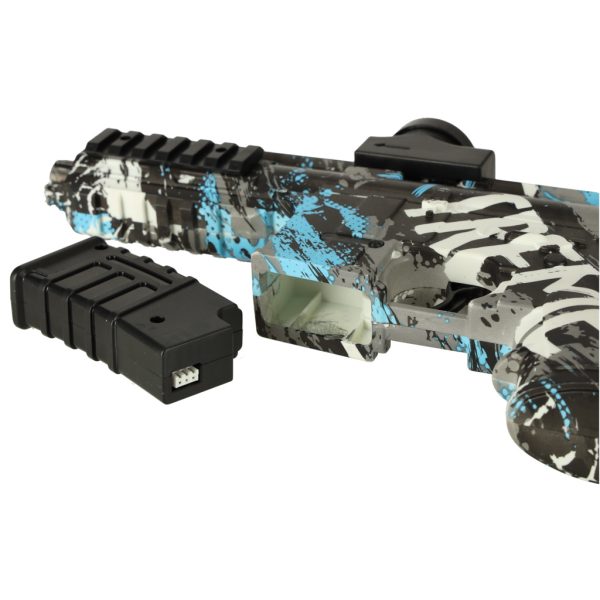 Water rifle blue gel ball gun USB battery powered 550pcs. 7-8mm