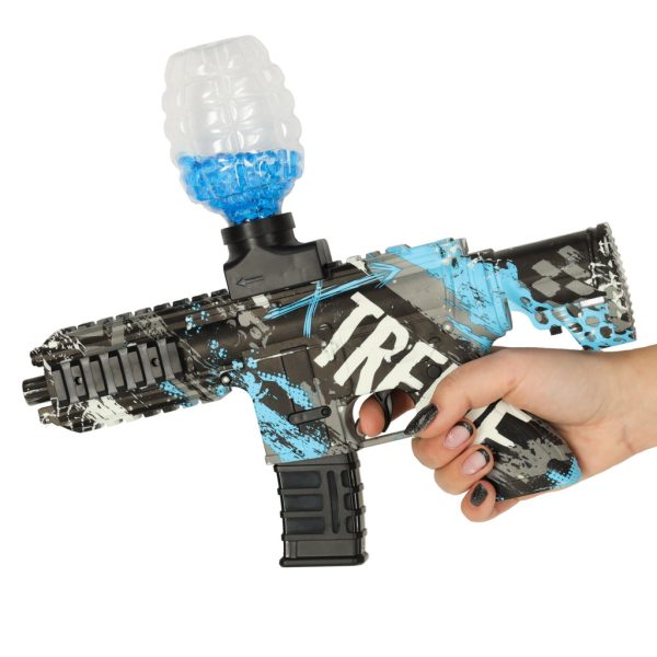 Water rifle blue gel ball gun USB battery powered 550pcs. 7-8mm