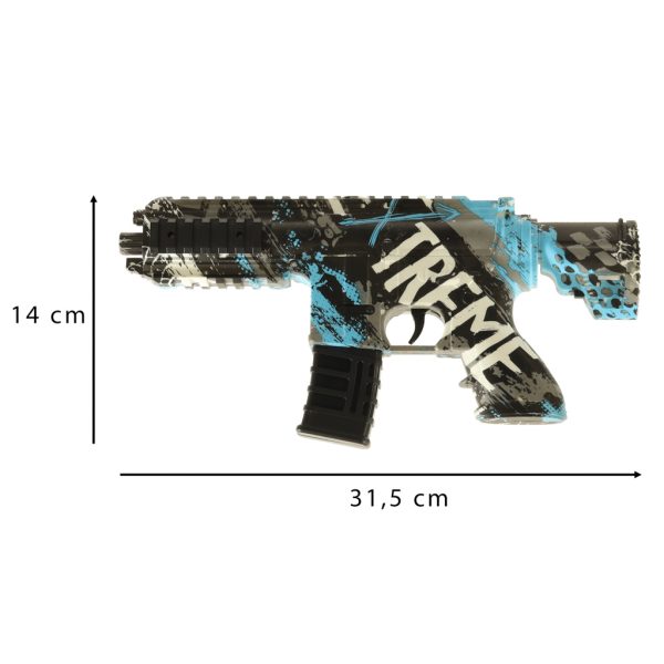 Water rifle blue gel ball gun USB battery powered 550pcs. 7-8mm