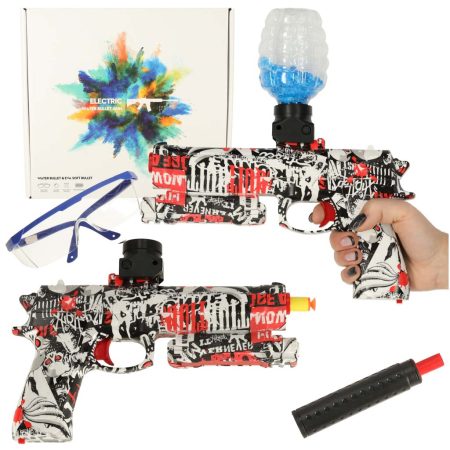 Gel ball gun water rifle battery powered USB + 550pcs glasses. 7-8mm