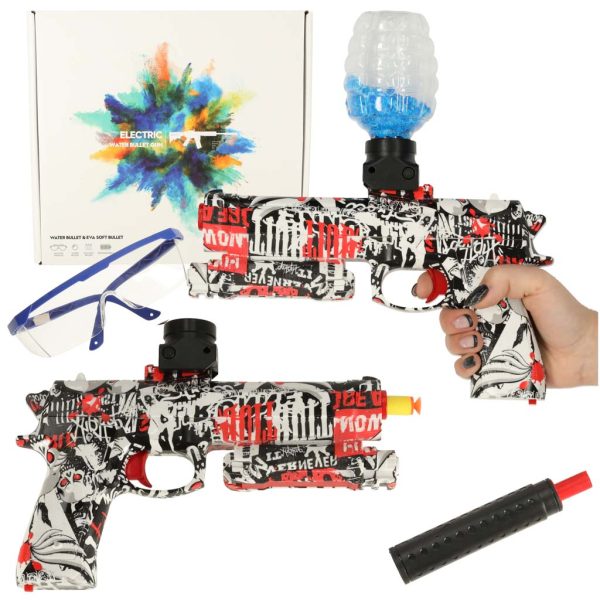 Gel ball gun water rifle battery powered USB + 550pcs glasses. 7-8mm