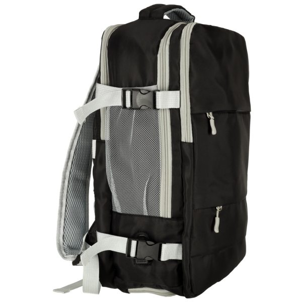 Travel backpack for aeroplane waterproof USB cable 45x16x28cm black