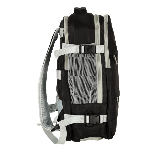 Travel backpack for aeroplane waterproof USB cable 45x16x28cm black