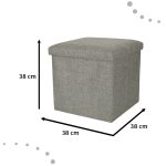 Folding pouffe with storage compartment grey