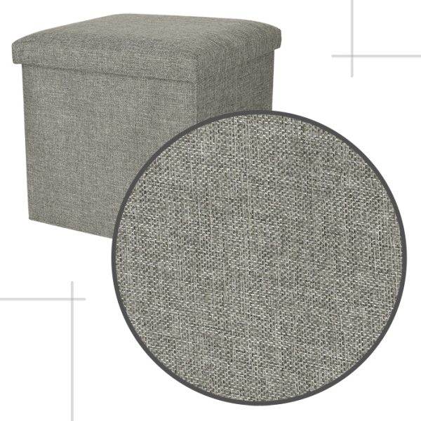 Folding pouffe with storage compartment grey