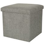 Folding pouffe with storage compartment grey