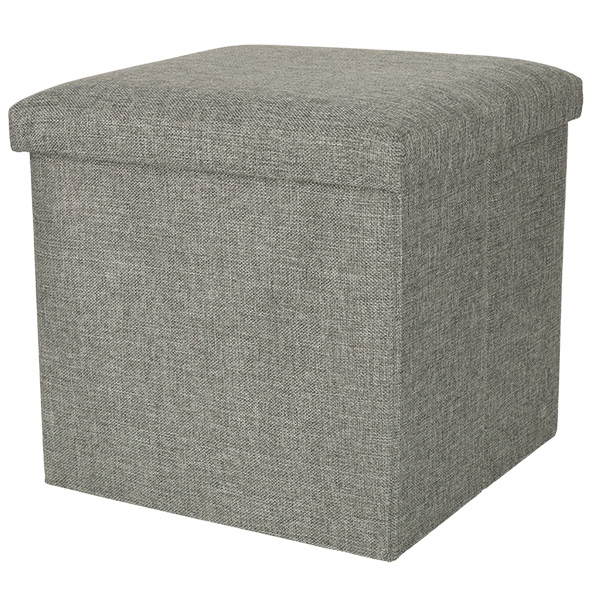 Folding pouffe with storage compartment grey