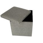 Folding pouffe with storage compartment grey