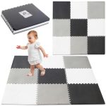 Foam puzzle children's mat 180x180cm 9 pieces grey-cream