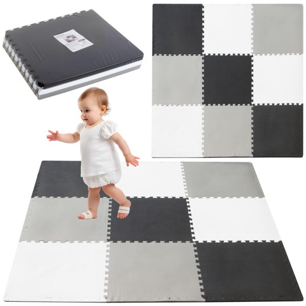 Foam puzzle children's mat 180x180cm 9 pieces grey-cream
