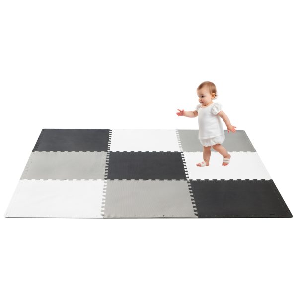 Foam puzzle children's mat 180x180cm 9 pieces grey-cream
