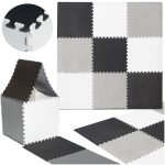 Foam puzzle children's mat 180x180cm 9 pieces grey-cream