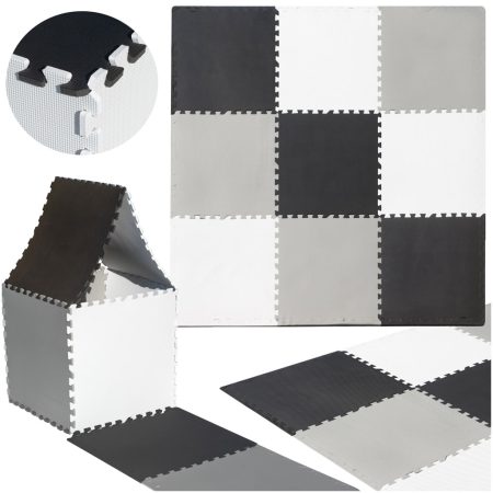Foam puzzle children's mat 180x180cm 9 pieces grey-cream