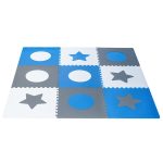 Foam puzzle mat for children 180x180cm 9 pieces grey-blue