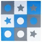 Foam puzzle mat for children 180x180cm 9 pieces grey-blue