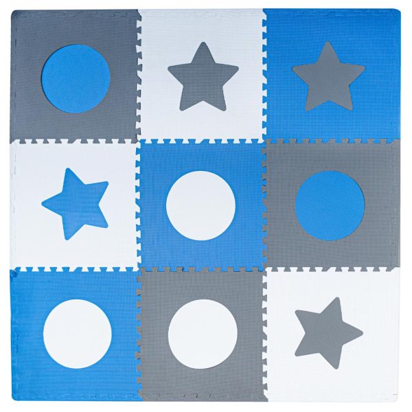 Foam puzzle mat for children 180x180cm 9 pieces grey-blue
