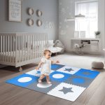 Foam puzzle mat for children 180x180cm 9 pieces grey-blue