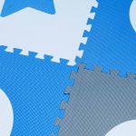 Foam puzzle mat for children 180x180cm 9 pieces grey-blue