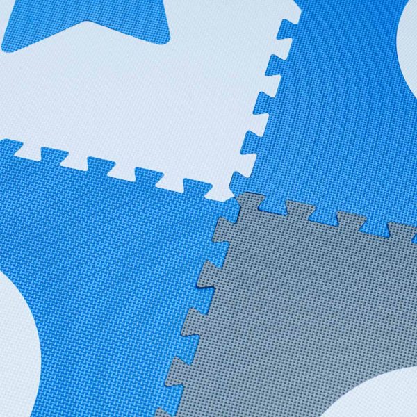Foam puzzle mat for children 180x180cm 9 pieces grey-blue