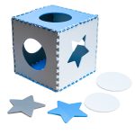 Foam puzzle mat for children 180x180cm 9 pieces grey-blue