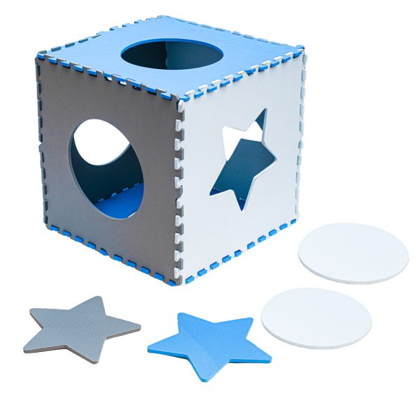 Foam puzzle mat for children 180x180cm 9 pieces grey-blue