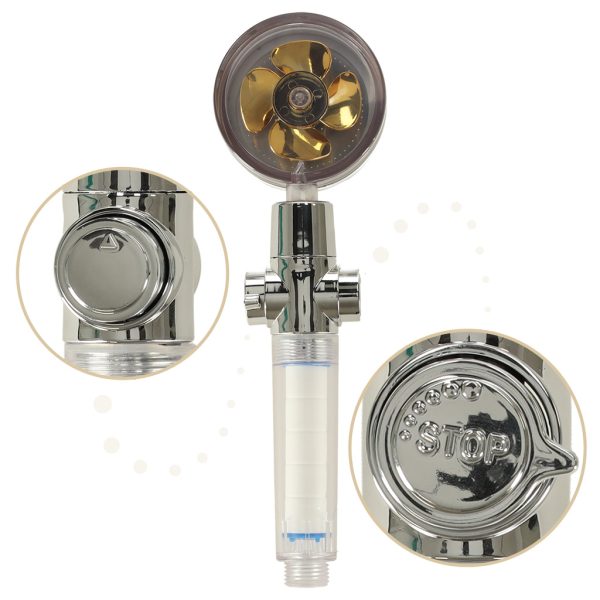 Hand shower with turbine fan gold