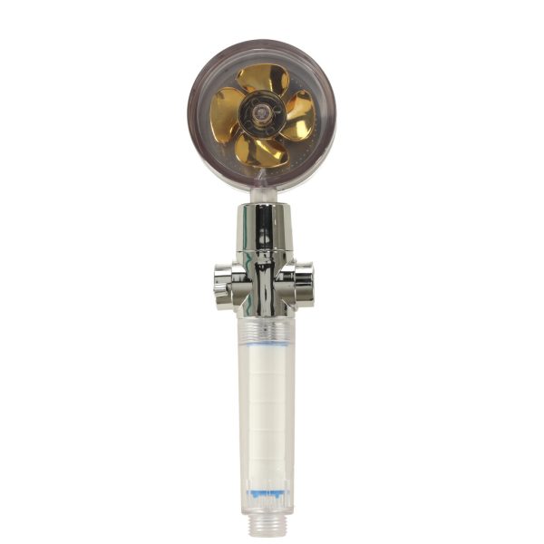 Hand shower with turbine fan gold