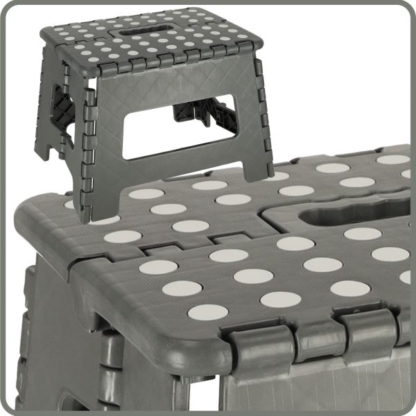 Non-slip folding stool 22cm dark grey