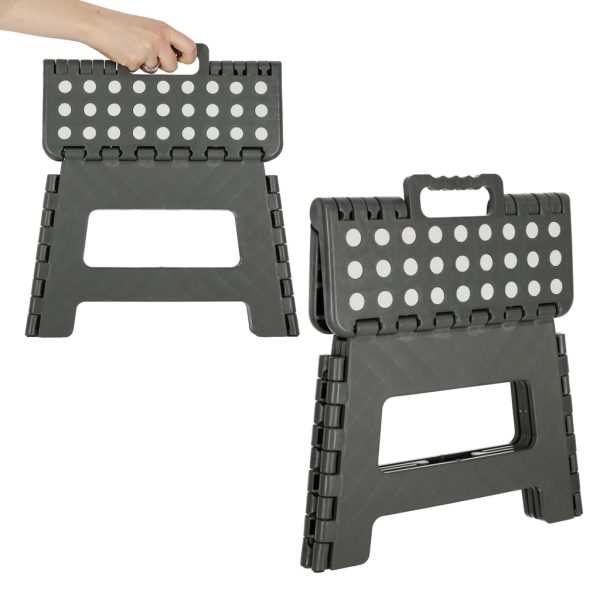 Non-slip folding stool 22cm dark grey